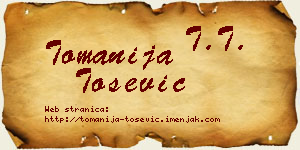 Tomanija Tošević vizit kartica